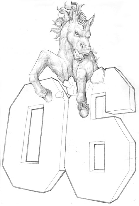 Senior spirit wear design: horse 06 breaking over