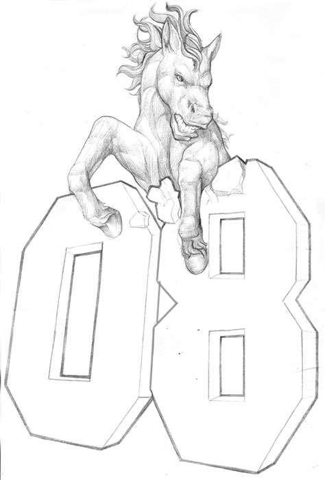 Senior spirit wear design: horse 08 breaking over